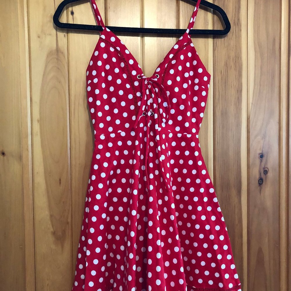She + Sky Red and White Polka Dot Dress